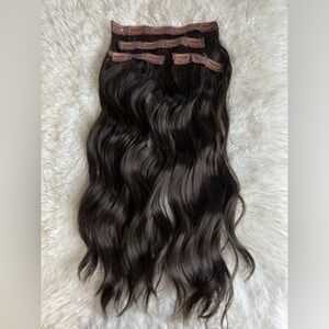 4 Thick clip in Pieces Chocolate Dark Brown Wavy Long hair extensions